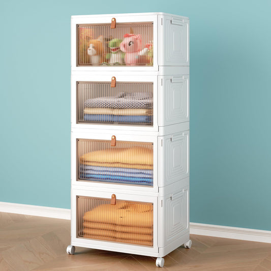 4-Tier Stackable Storage Bins with Wheels