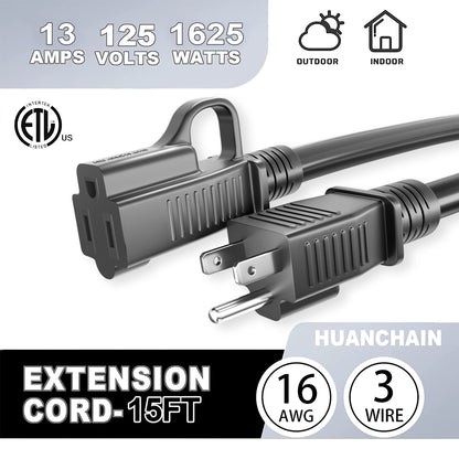 15ft Waterproof Heavy Duty Extension Cord