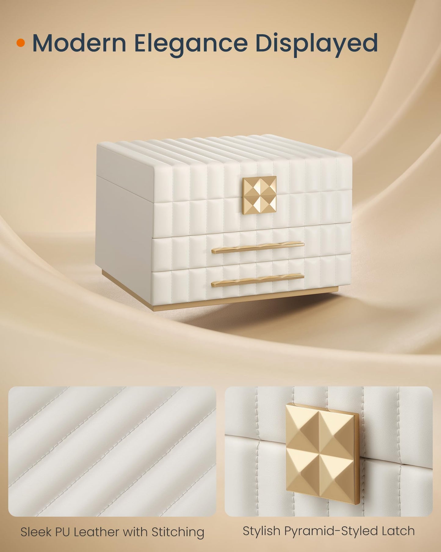SONGMICS 3-Tier Jewelry Box with Mirror