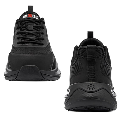 LARNMERN Steel Toe Shoes Men Breathable Work Sneakers Safety Lightweight Comfortable Tennis Shoe Indestructible Sneaker(10 Men, Black)