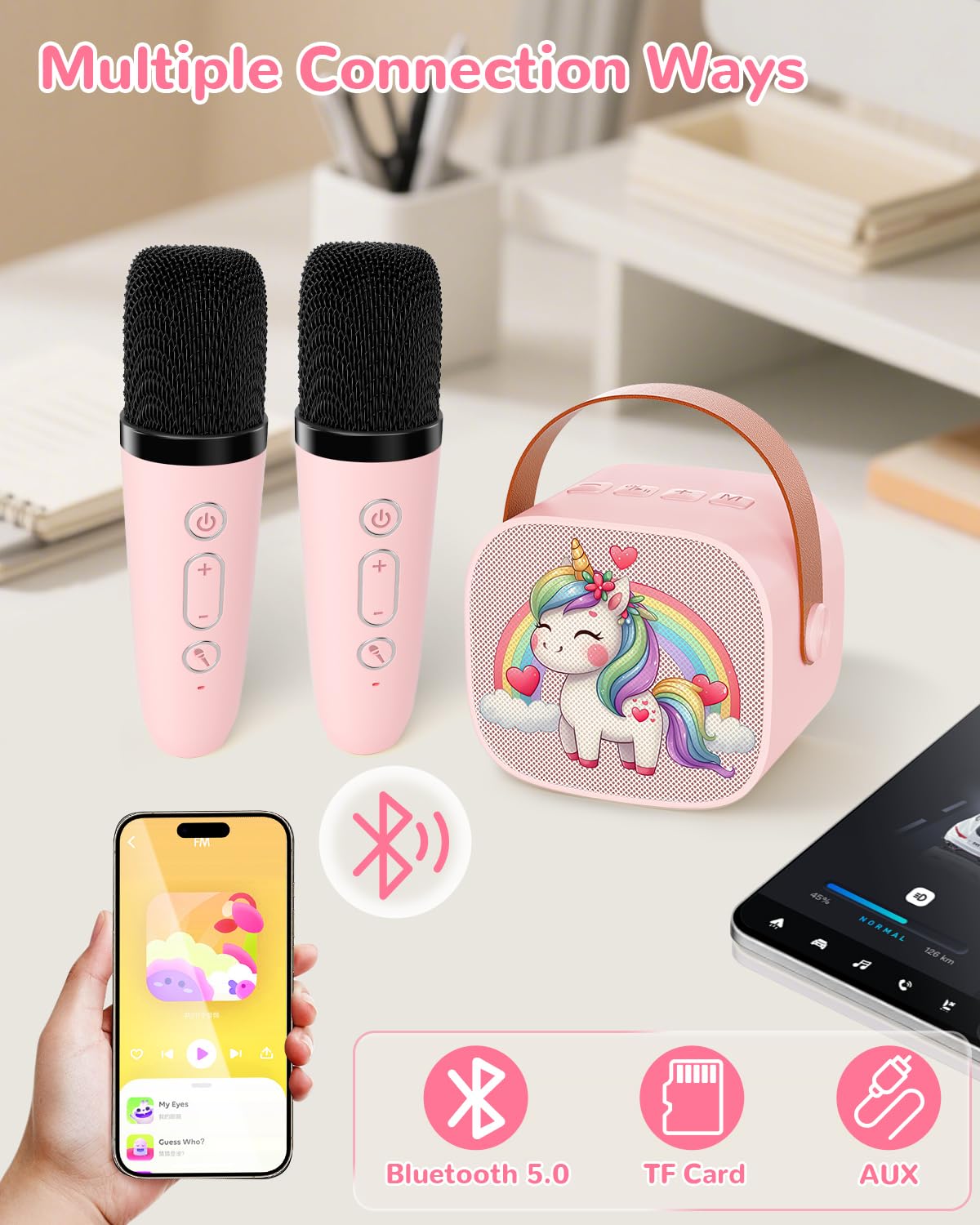 Portable Karaoke Machine with 2 Microphones