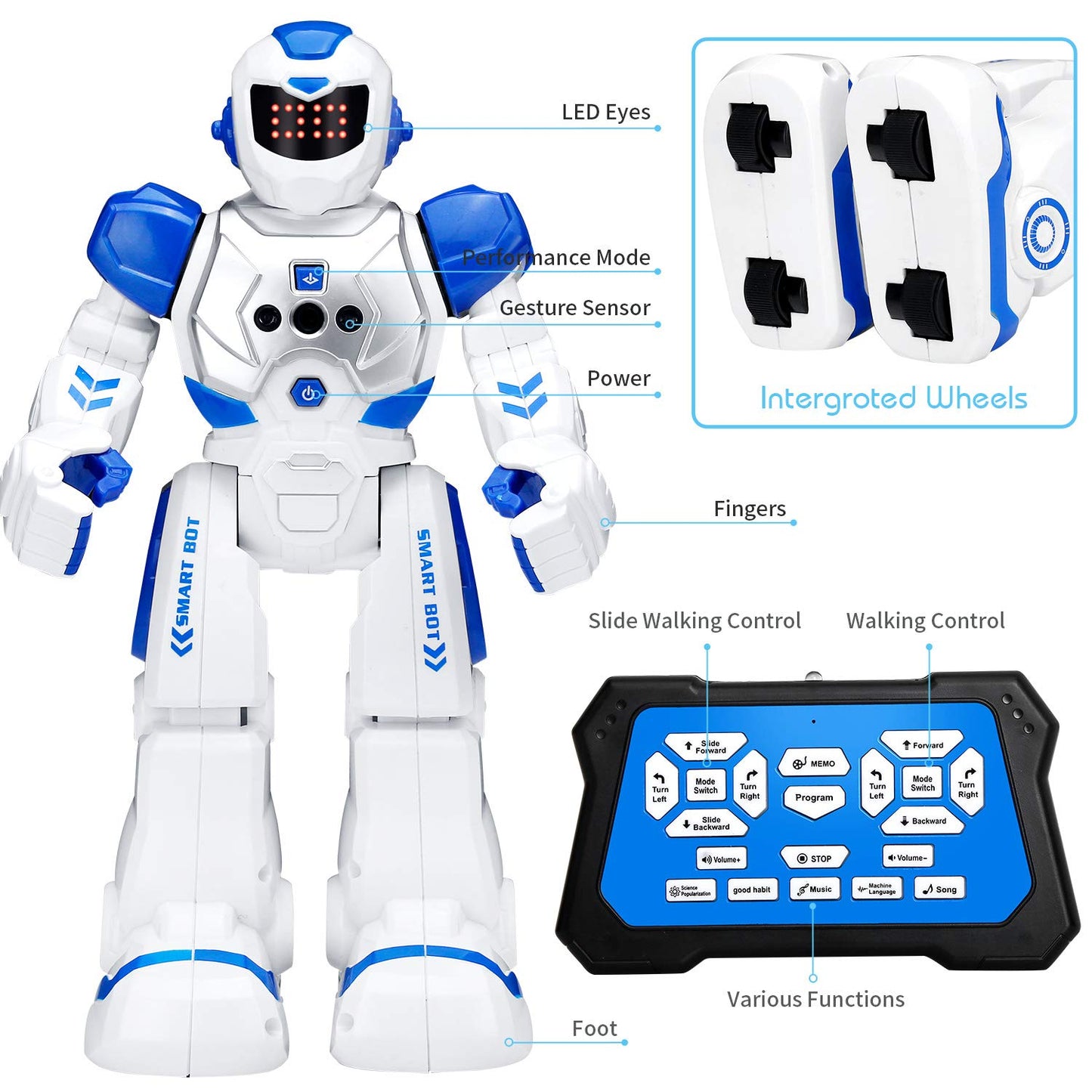 KingsDragon Robots Toy for Kids, RC Gesture Sensing Toy, Interactive Walking Singing Dancing Robot Birthday Presents for Boys Girls Age 6 7 8 9 Years Old