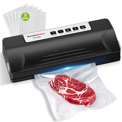 Bonsenkitchen Vacuum Sealer Machine with 5 Bags