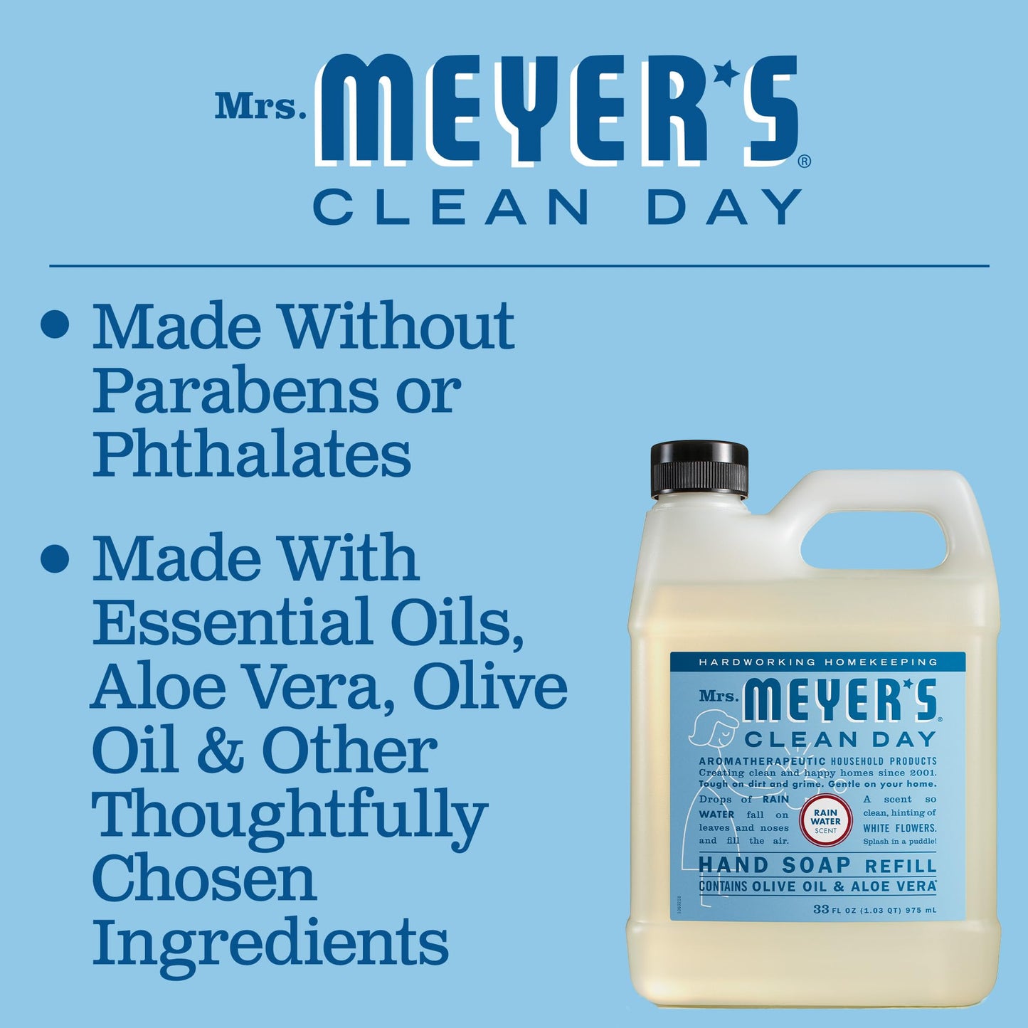 MRS. MEYER'S Liquid Hand Soap Refill, Rainwater