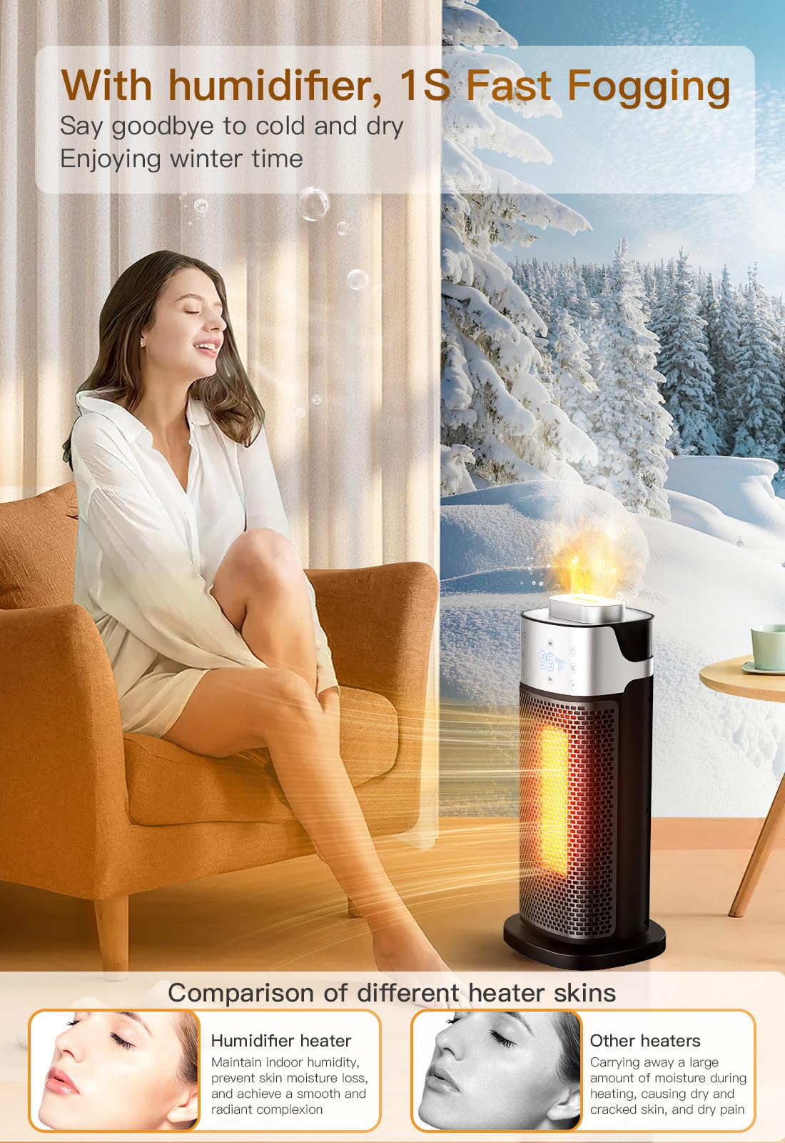 Space Heaters Staholz 3-in-1 Electric Heater with Humidifier