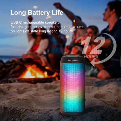 Portable Bluetooth Speaker with Lights & Waterproof
