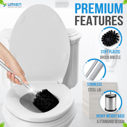 UMIEN Stainless Steel Toilet Brush with Lid