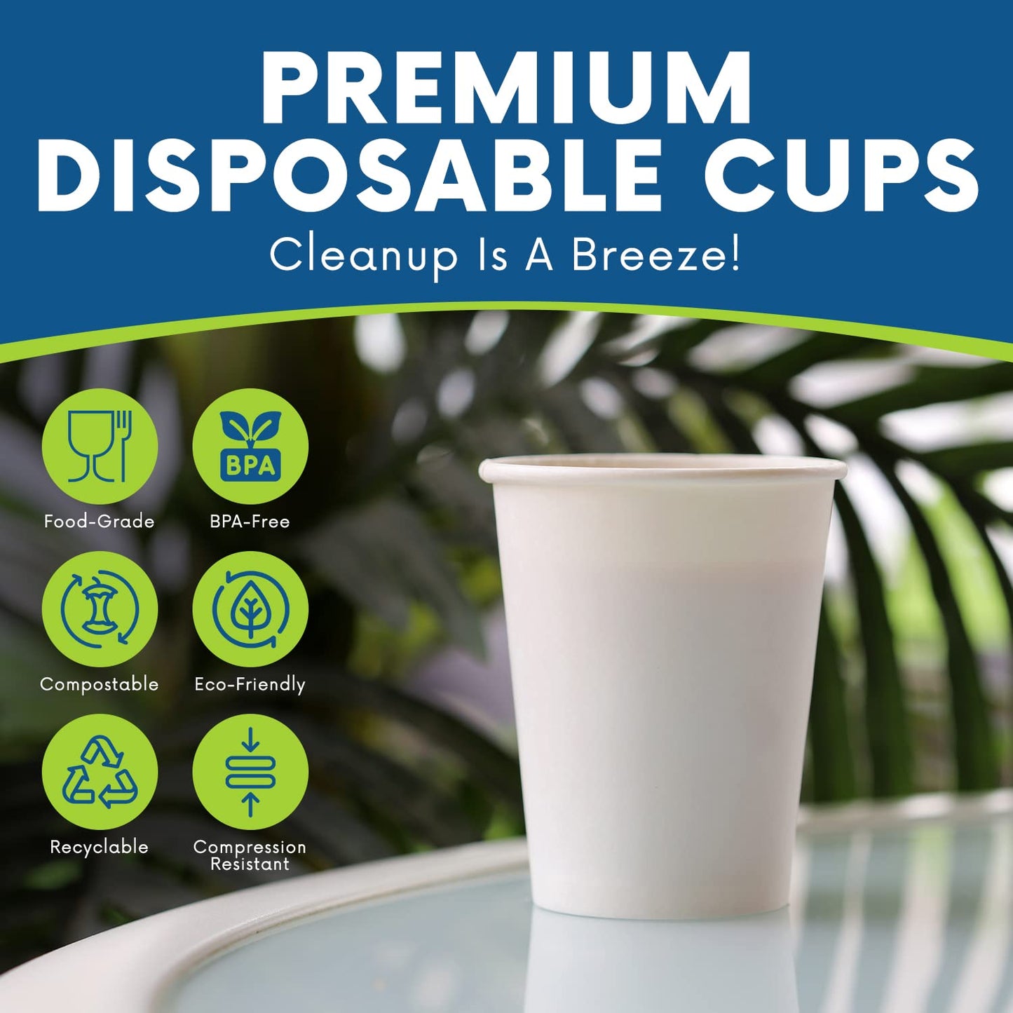 BESTYTY 10 Oz Coffee Cups - [50-Pack] Paper Cups For Hot and Cold Beverages - Hot Cups Suitable for Party, Travel, Picnic, Events, Office, Paper Cup Dispenser, Concession Stands, Convenience Stores