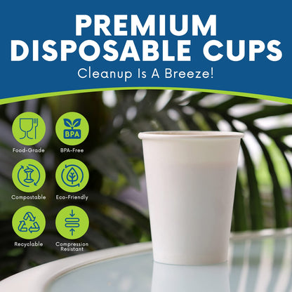 BESTYTY 10 Oz Coffee Cups - [50-Pack] Paper Cups For Hot and Cold Beverages - Hot Cups Suitable for Party, Travel, Picnic, Events, Office, Paper Cup Dispenser, Concession Stands, Convenience Stores