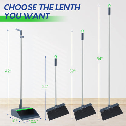 BOOMJOY Adjustable Broom and Dustpan Set