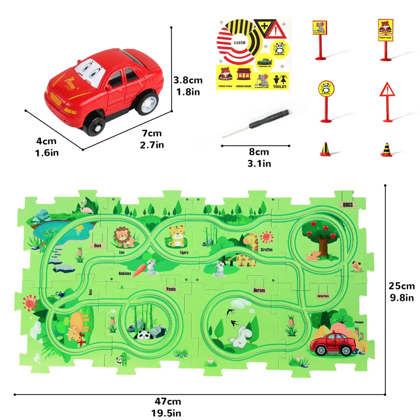 Puzzle Racer Kids Car Track Set with Vehicles