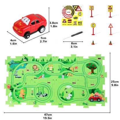 Puzzle Racer Kids Car Track Set with Vehicles