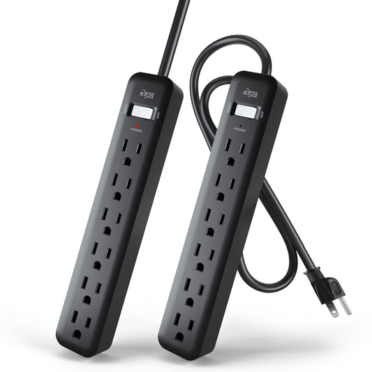 2 Pack KMC 6-Outlet Power Strip with Extension Cord