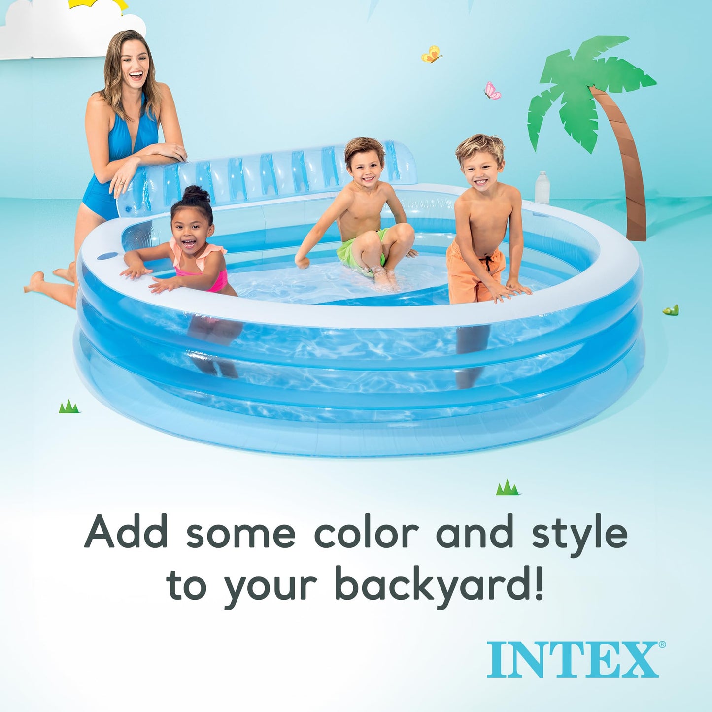 Intex Inflatable Family Lounge Pool with Cup Holders