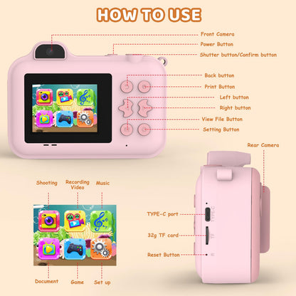 Kids Instant Print Camera with 5 Paper Rolls