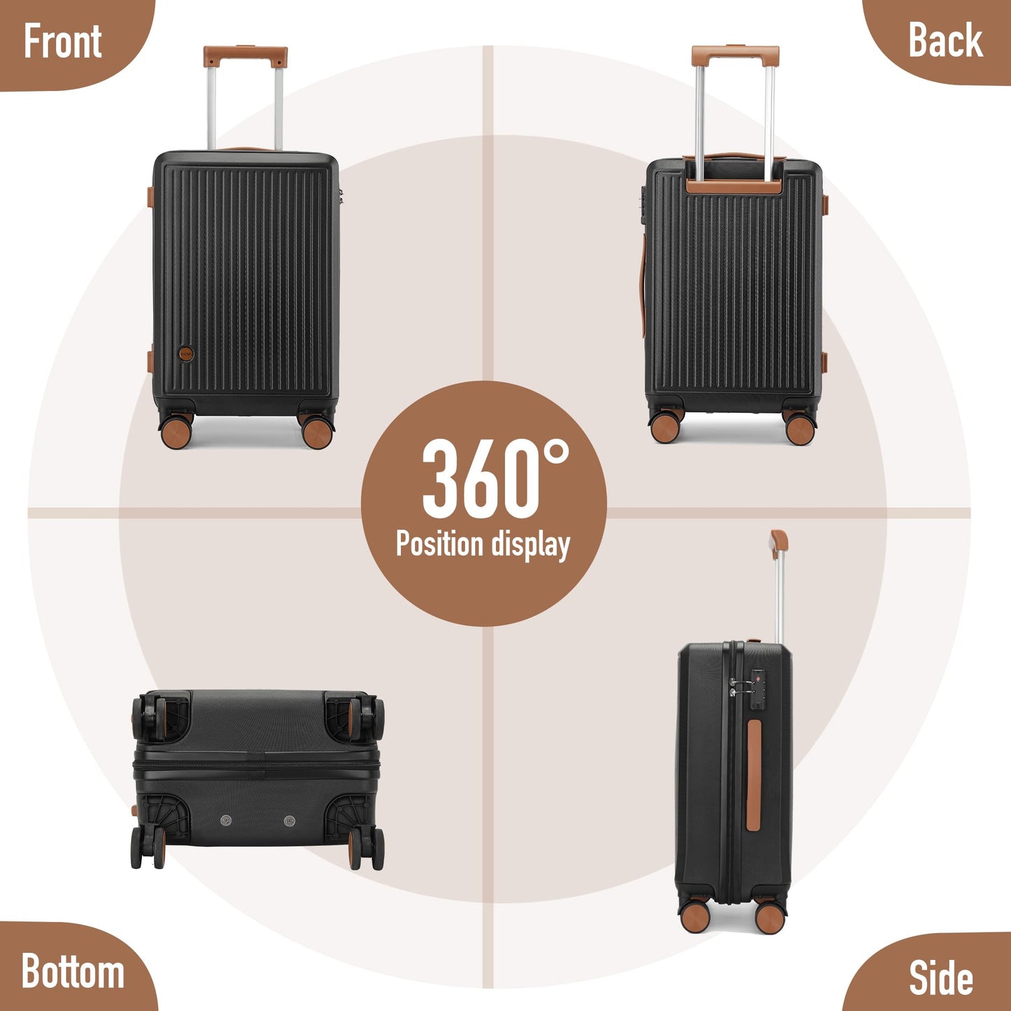 Hulsin 20-Inch Carry-On Luggage with Spinner Wheels