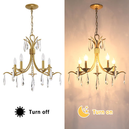Gold 5-Light Crystal Chandelier for Living Room