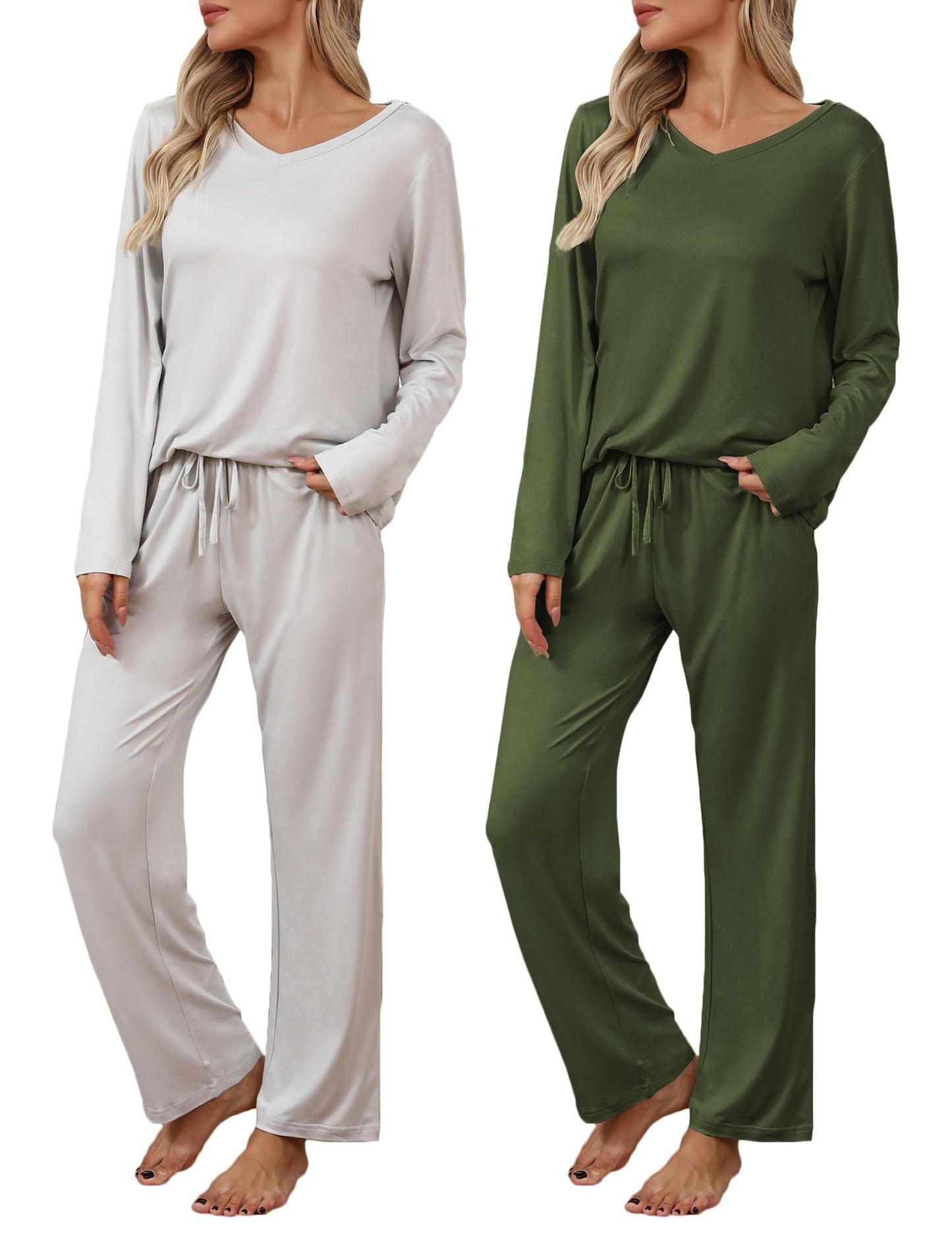 Ekouaer Womens 2 Pack Pajama Set