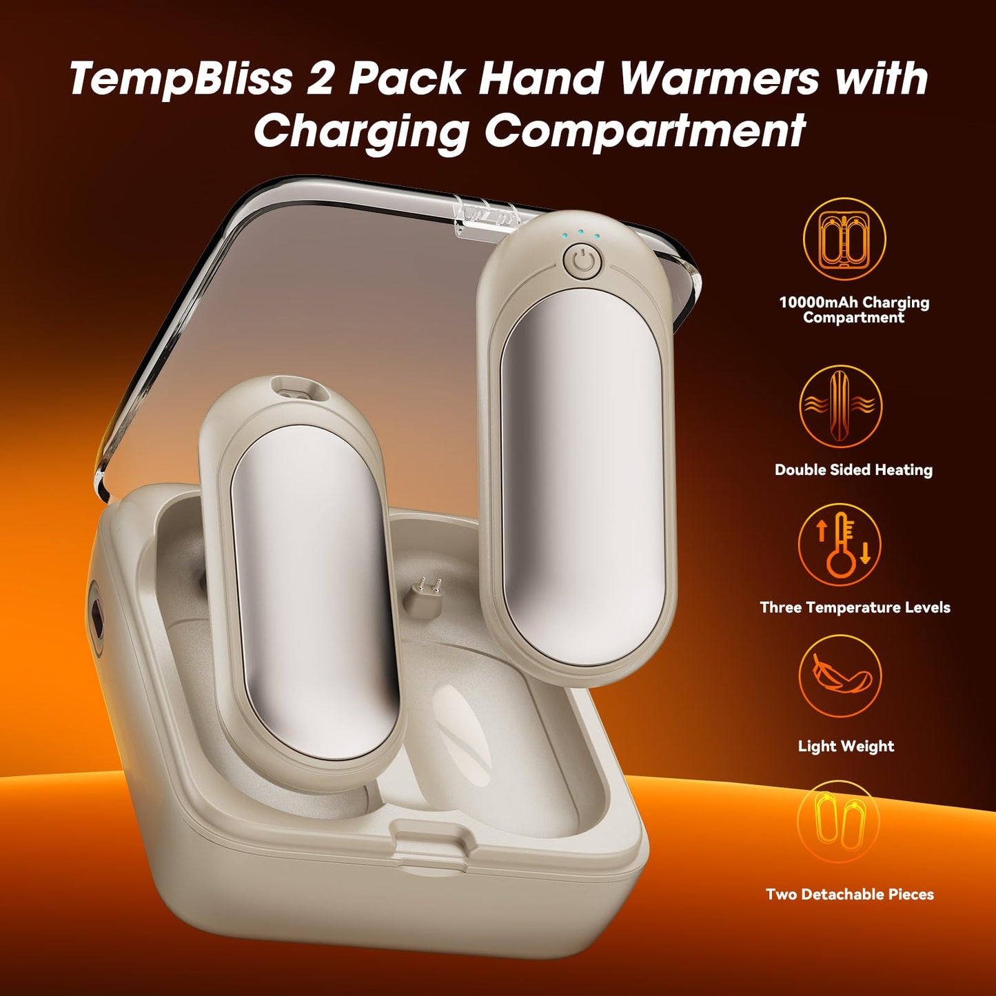 TempBliss 14000mAh Rechargeable Hand Warmers 2 Pack