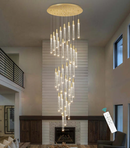 16.3 Foot Chandeliers for Living Room LED Lights Simple Modern Crystal Light Extra Large Chandelier Light Fixture Entryway Foyer High Ceiling Chandelier Lighting with LED Light Bulbs Sloping Ceiling