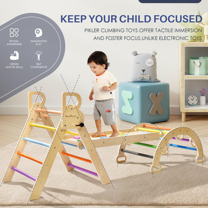 BlueWood 7-in-1 Wooden Climbing Triangle for Kids