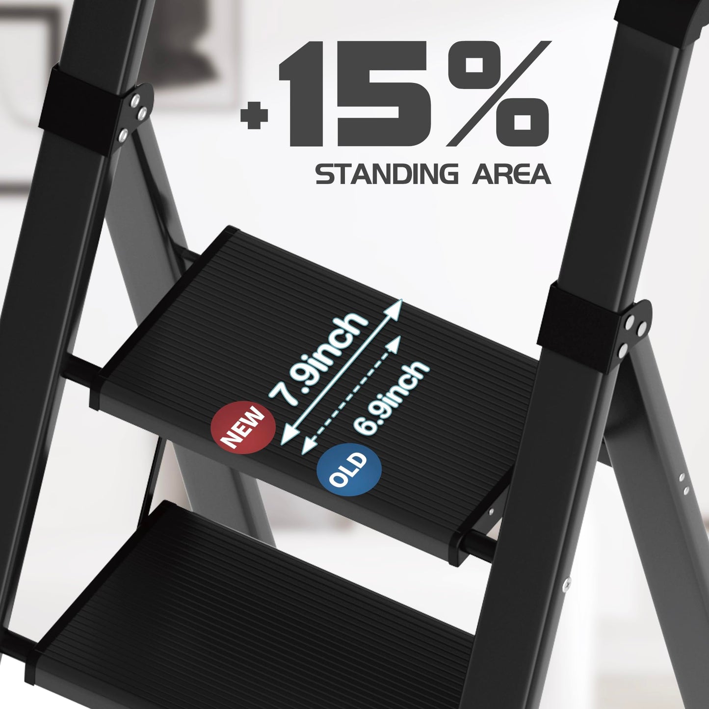 Lightweight Aluminum 5-Step Folding Ladder - Black