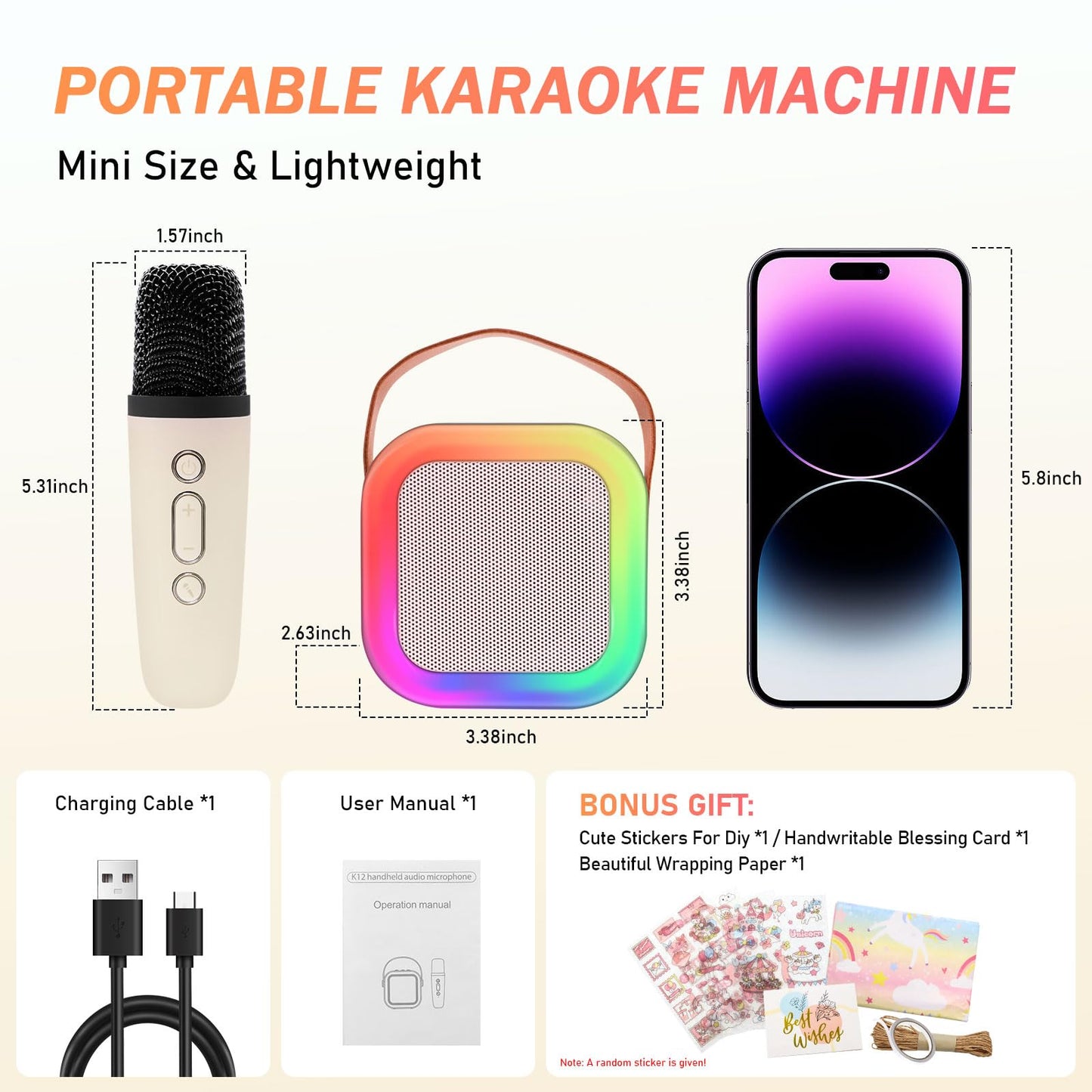 Kids Karaoke Machine with Microphone for Girls