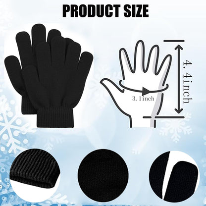 COLEDRE Kids Winter Thermal Knit Gloves - Black