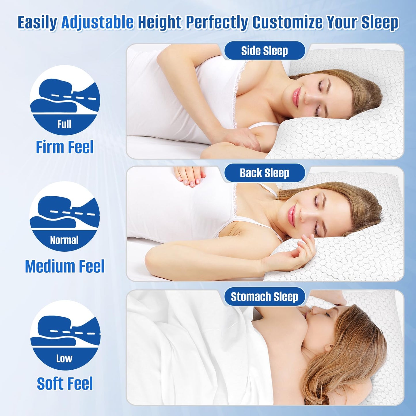 2 Pack CushyOasis Adjustable Memory Foam Pillows