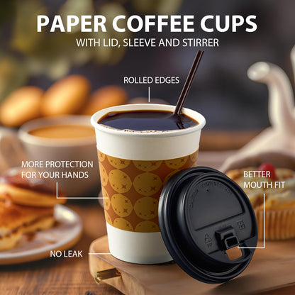 Tamone 100-Pack Disposable Coffee Cups with Lids