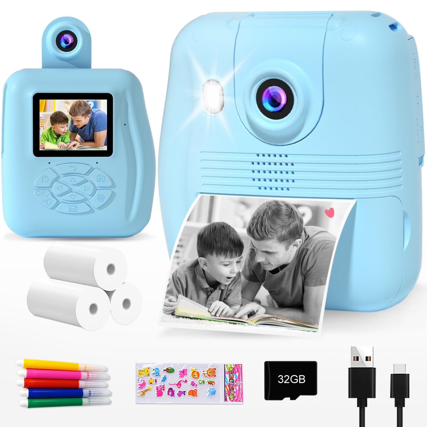 Kids Instant Print Camera for Ages 3-8