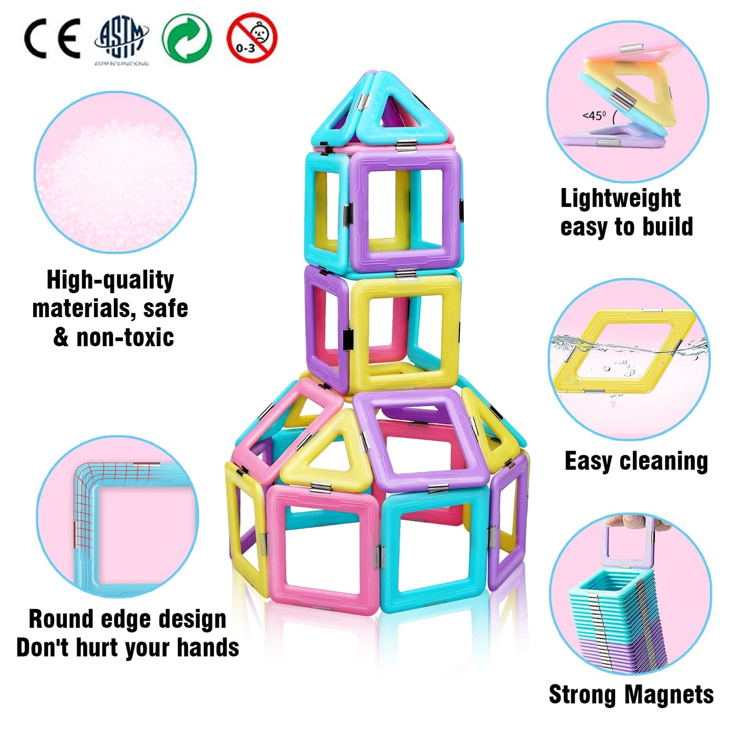 Magnetic Tiles Building Set for Kids 3-8 Years