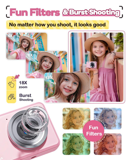 FHD 1080P Kids Camera with 18X Zoom