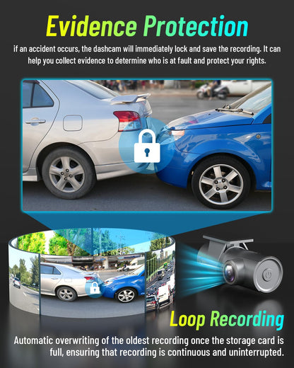AQV Dash Cam Front 1080P WiFi, Mini Dash Camera for Cars with App Control, 170° Wide Angle, G-Sensor, Loop Recording, Super Night Vision, Safer Super Capacitor for Dashcam Car Camera, MAX 64GB