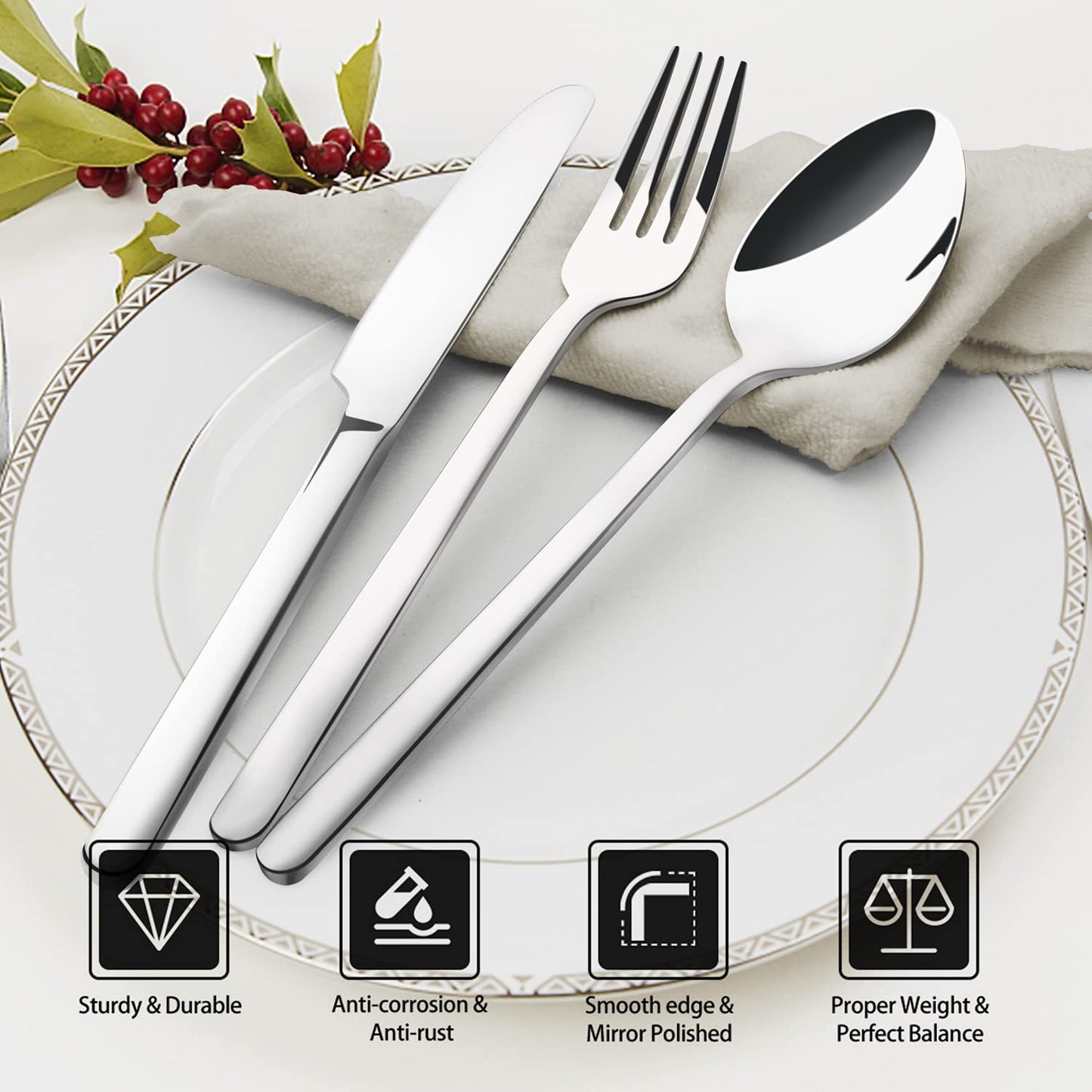 30-Piece KINGSTONE Stainless Steel Flatware Set