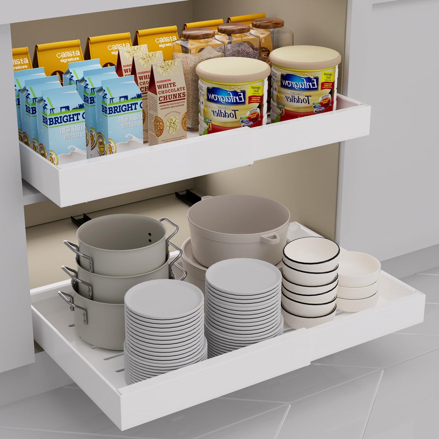 Expandable Slide Out Drawer Organizer for Kitchen