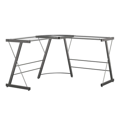 Ameriwood Home Odin Glass L-Shaped Computer Desk, Gray