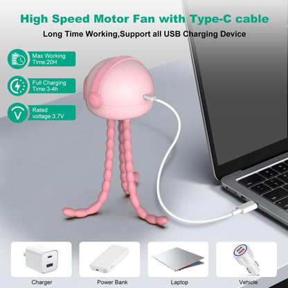 Portable Baby Stroller Fans, 4000mAh Battery, 3-Speed Cooling Fan with Safety Net, Low Noise, Compact & Multifunctional for Stroller/Crib/Car/Desktop/Camping - Baby Stroller Cooling Fans (Pink)