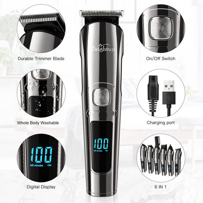 Brightup Beard Trimmer for Men - Electric Razor & Shaver, Cordless Hair Clippers Trimmers Set, IPX7 Waterproof Mens Grooming Kit for Shaving Face, Mustache, Body, Ear, Nose Hair Trimmer, Gifts for Men