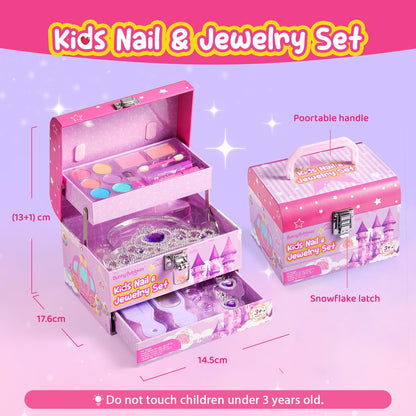 Kids Washable Makeup Kit with Mirror & Jewelry