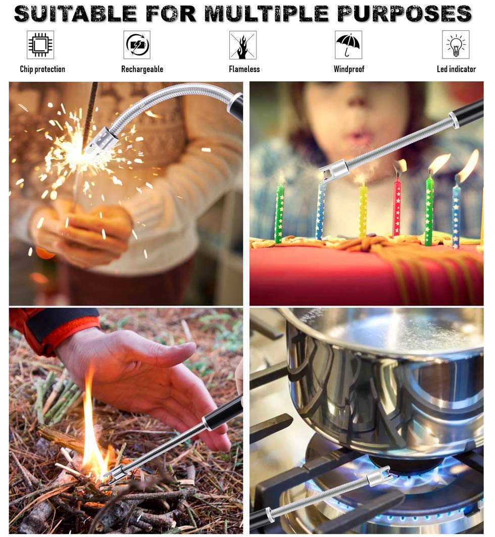 TOMOLO Rechargeable Electric Candle Lighter with Flexible Neck