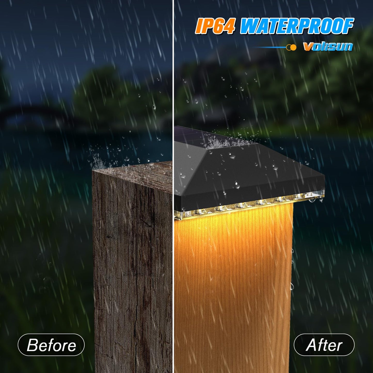 VOLISUN Solar Fence Post Lights - 8 Pack