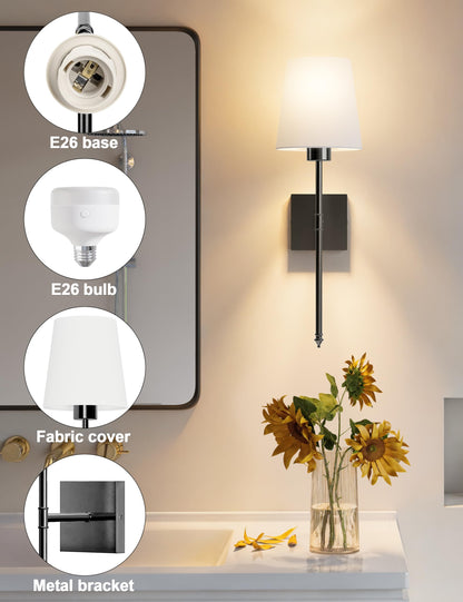 2 Pack Battery Operated Wall Sconce Set