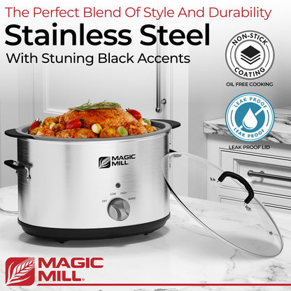 Magic Mill 10-Quart Slow Cooker with Glass Lid