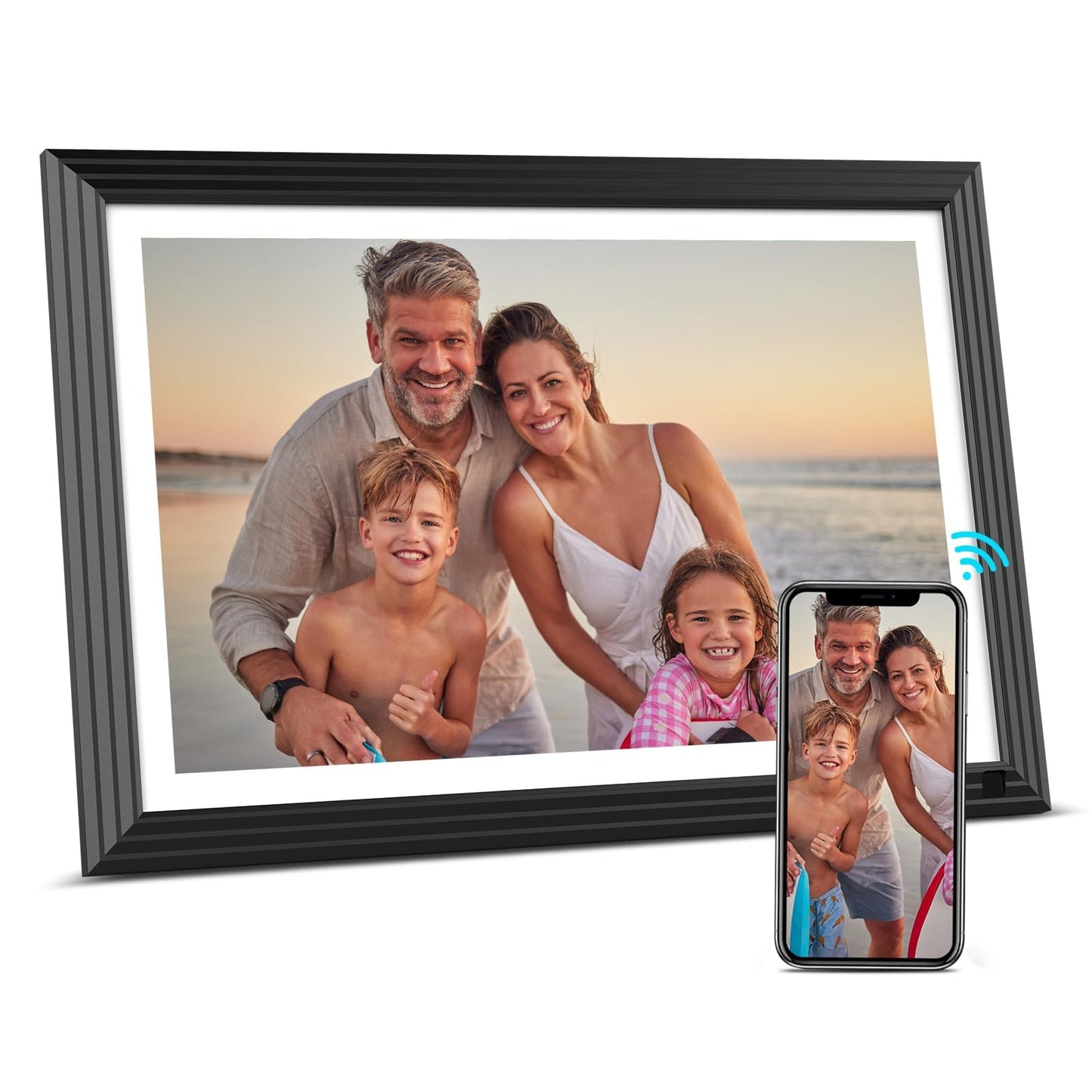 BSIMB 10.1 Inch Digital Picture Frame, WiFi Digital Photo Frame Touchscreen 32GB 1280x800 HD, Electronic Picture Frame with Auto-Rotate, Light Sensor, Share Photos via App/Email, Womens Gifts