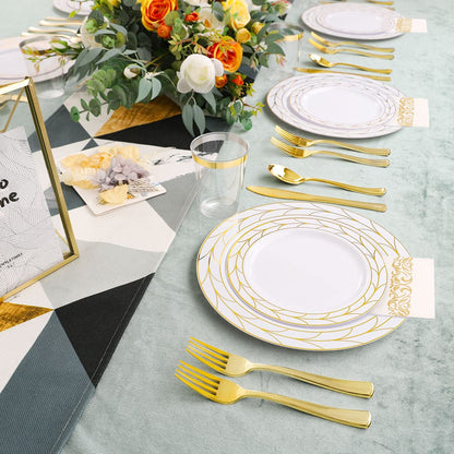 175 pcs Disposable Party Plates and Silverware Set