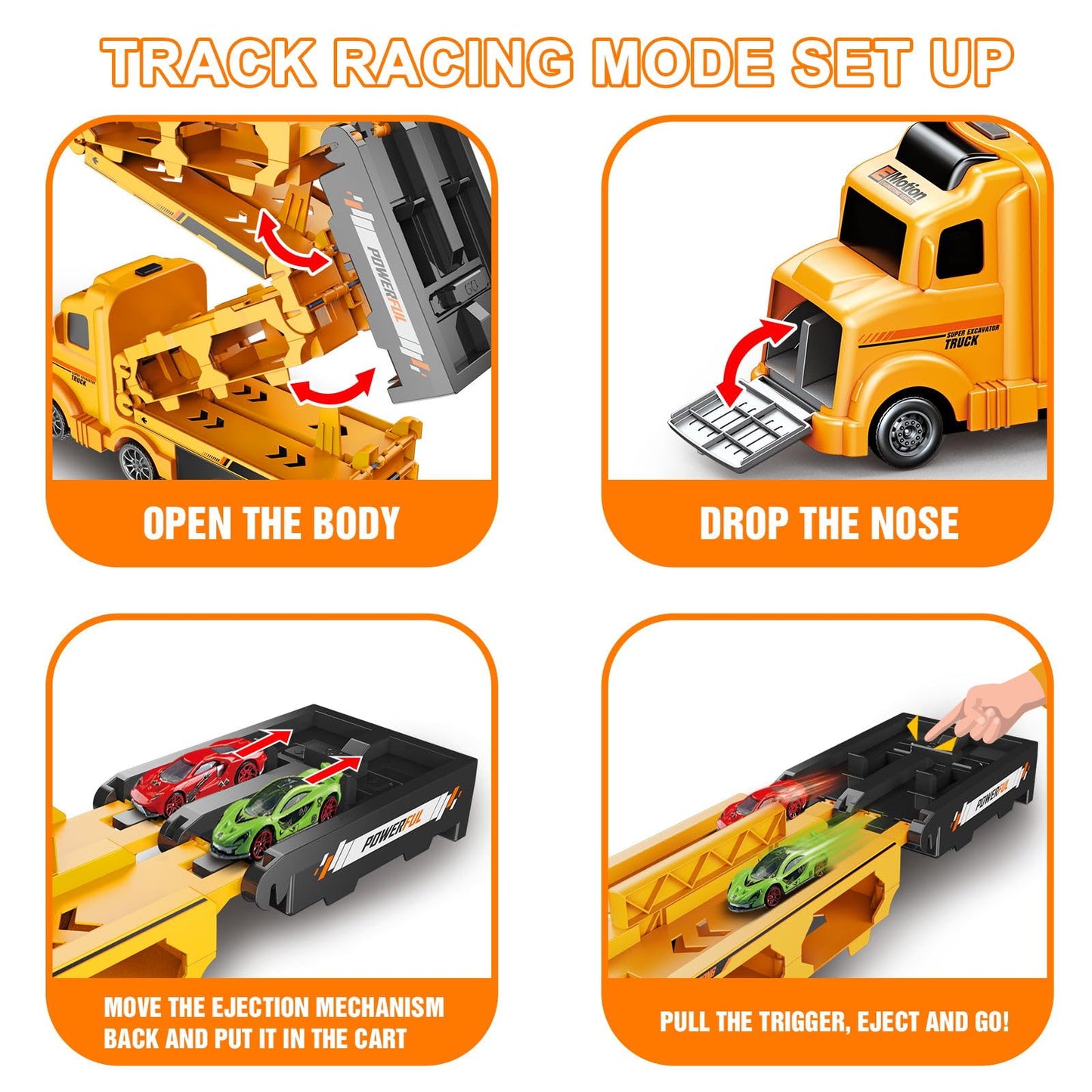 Transport Carrier Truck Toy with Race Track Playset