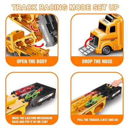 Transport Carrier Truck Toy with Race Track Playset
