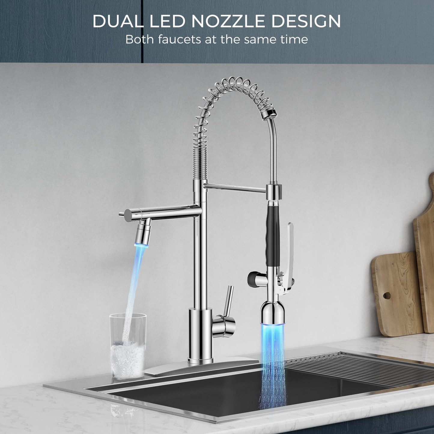 FORIOUS LED Pull Down Kitchen Faucet