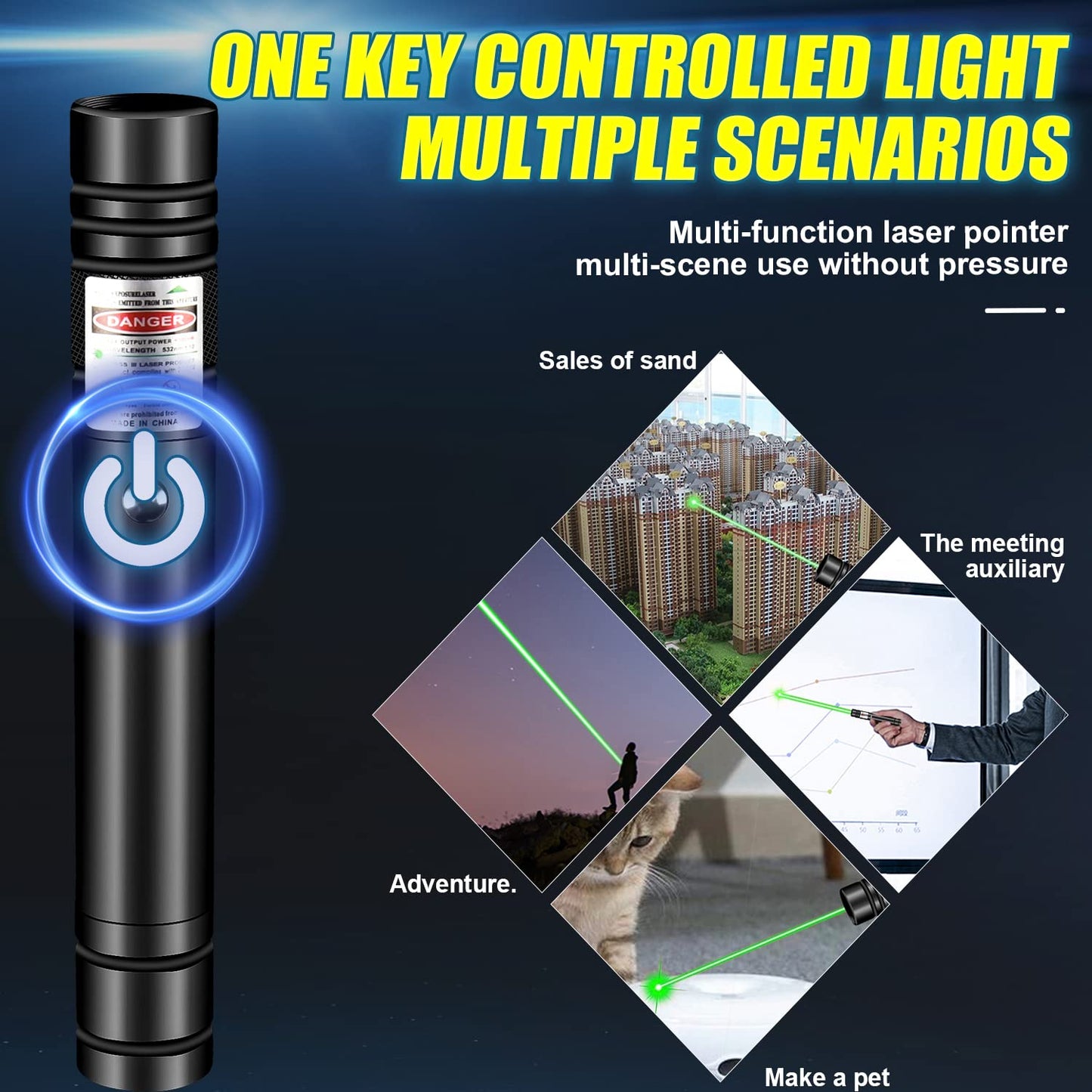 Rechargeable Laser Pointer Flashlight for Outdoor Use